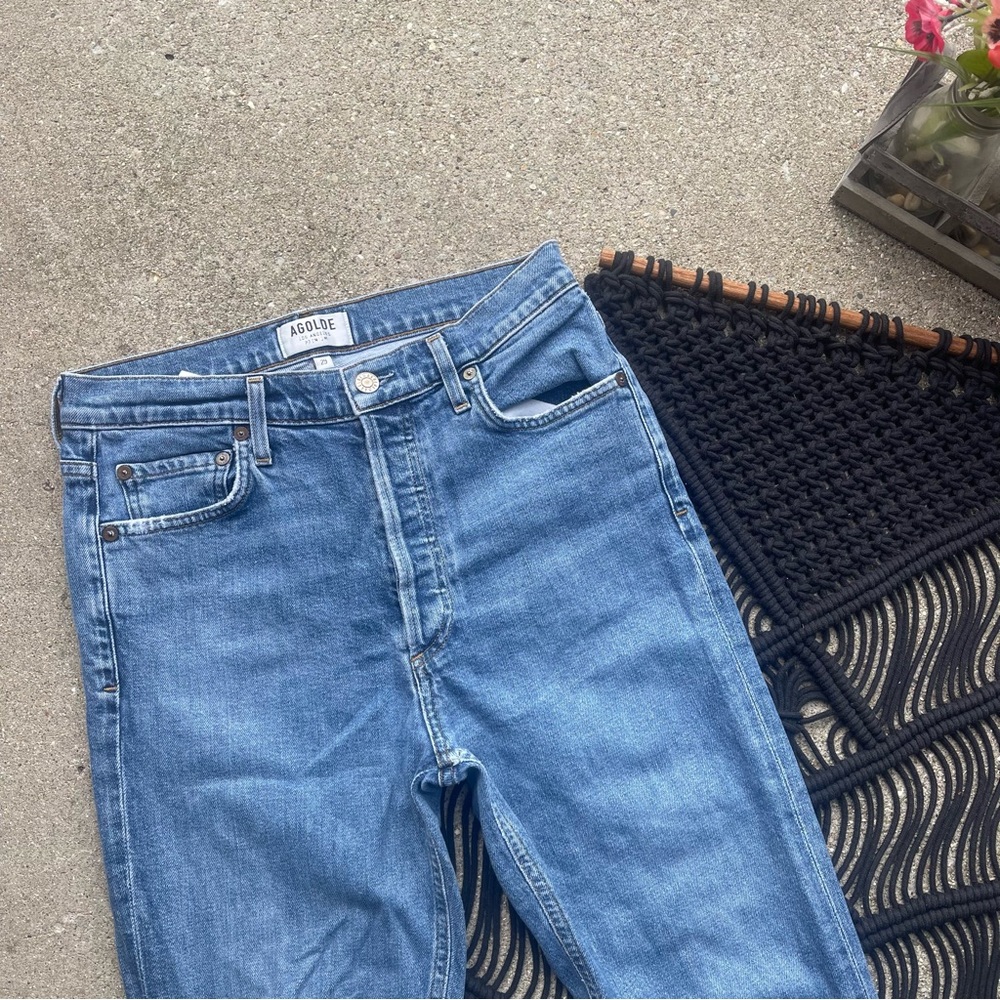 Agolde High Rise Button Fly Cropped Jeans Size 29 - Picture 3 of 9
